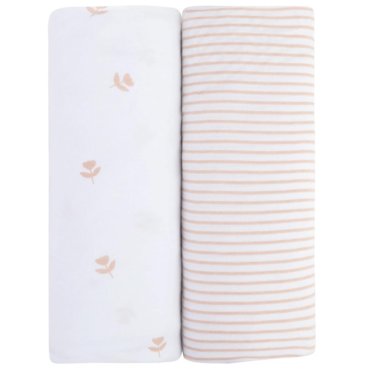 Ely’s & Co. Bassinet Sheets, Baby Girl Fitted Bassinet Mattress Sheet Set - 2 Pack, 100% Jersey Knit Cotton, fits Oval, Hourglass and Rectangle Bassinet Mattress, Pink Tulip, 32”x16”x3”