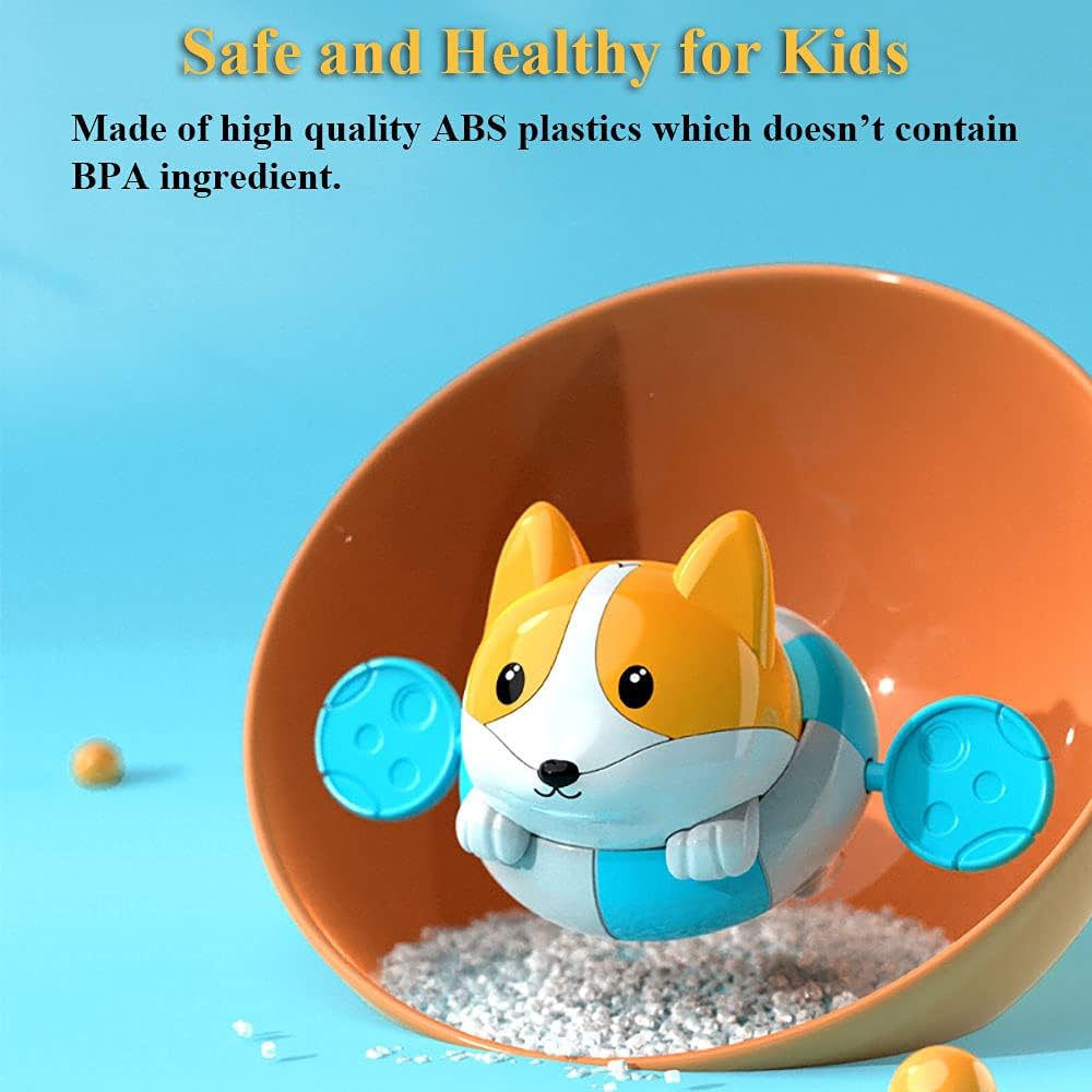 Bath Toy Pull String Corgi Bathtub Toy Windup Swimming Corgi Rowing Puppy Floating Water Toy for Boys and Girls (Orange)