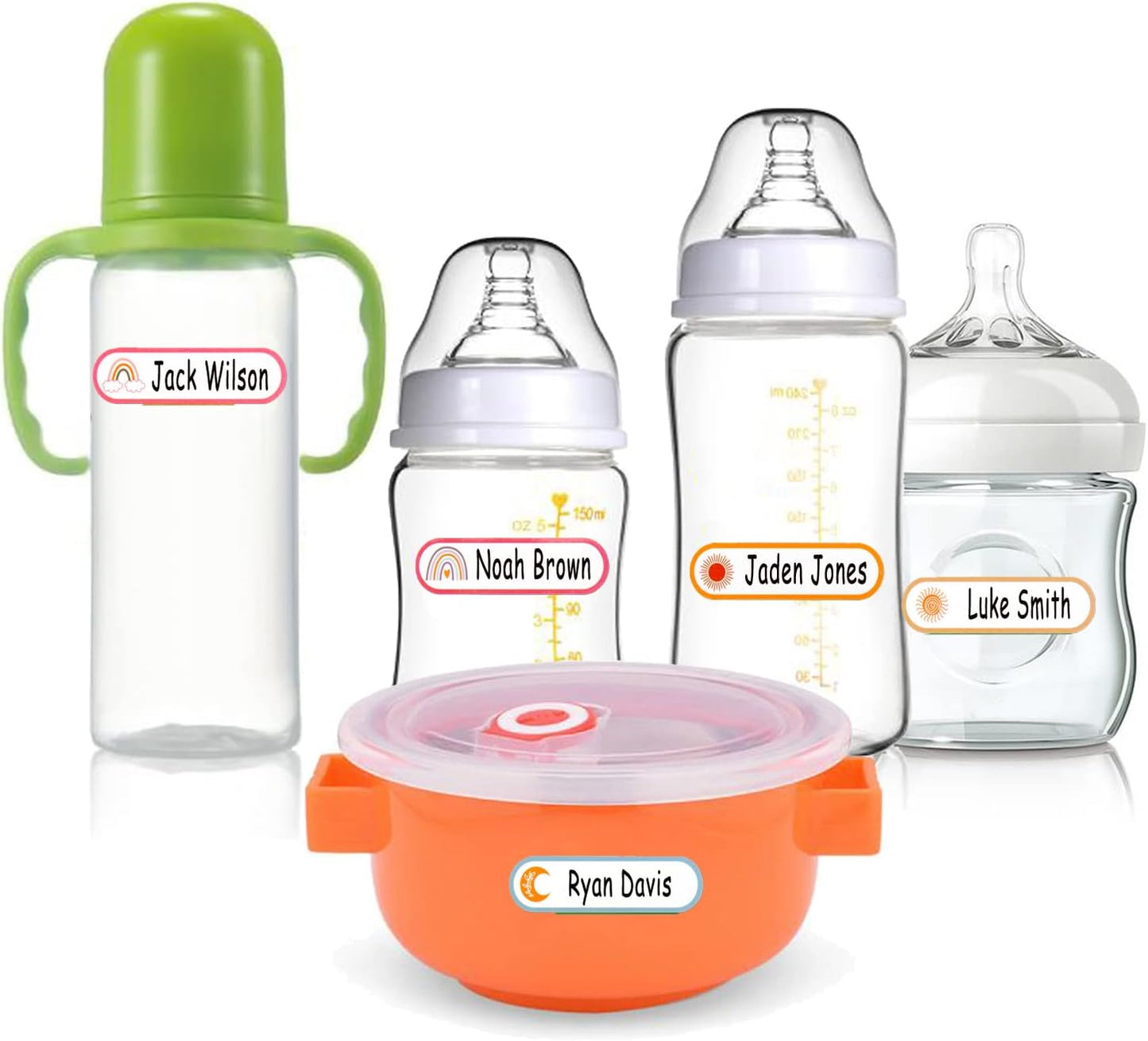 Name Labels for Kids Stuff Daycare Labels, 128 PCS Waterproof Baby Bottle Labels for Daycare, Kids Name Stickers for School Supplies Self Laminating, Dishwasher Safe, Name Tags for Lunch Box Pacifier