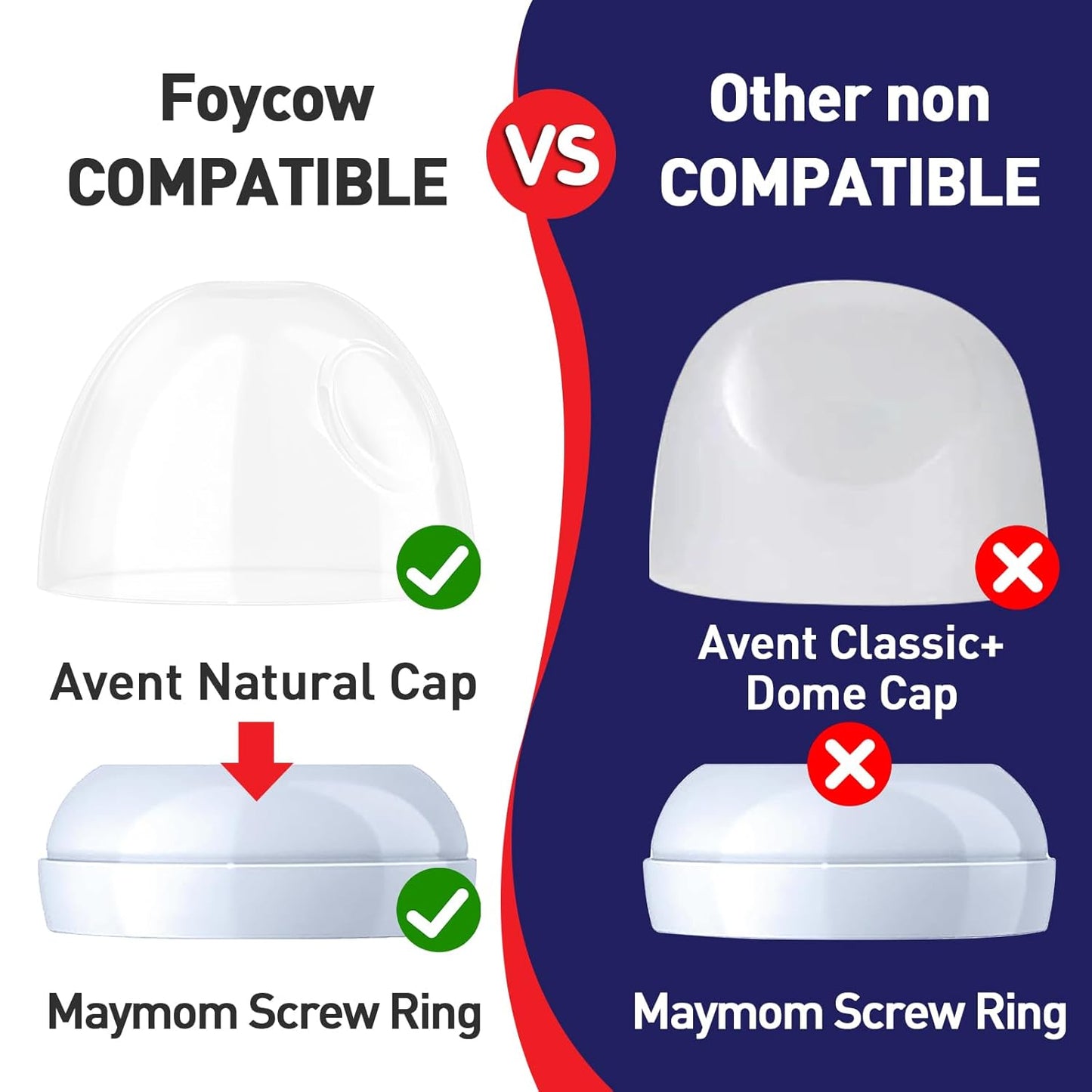 Baby Bottle Caps Replacements - Dome Caps Collar Accessories for Philips Avent Bottles, Nipple Rings for Philips Avent Natural Bottles - 2-Pack Baby Bottle Rings and Caps Kit