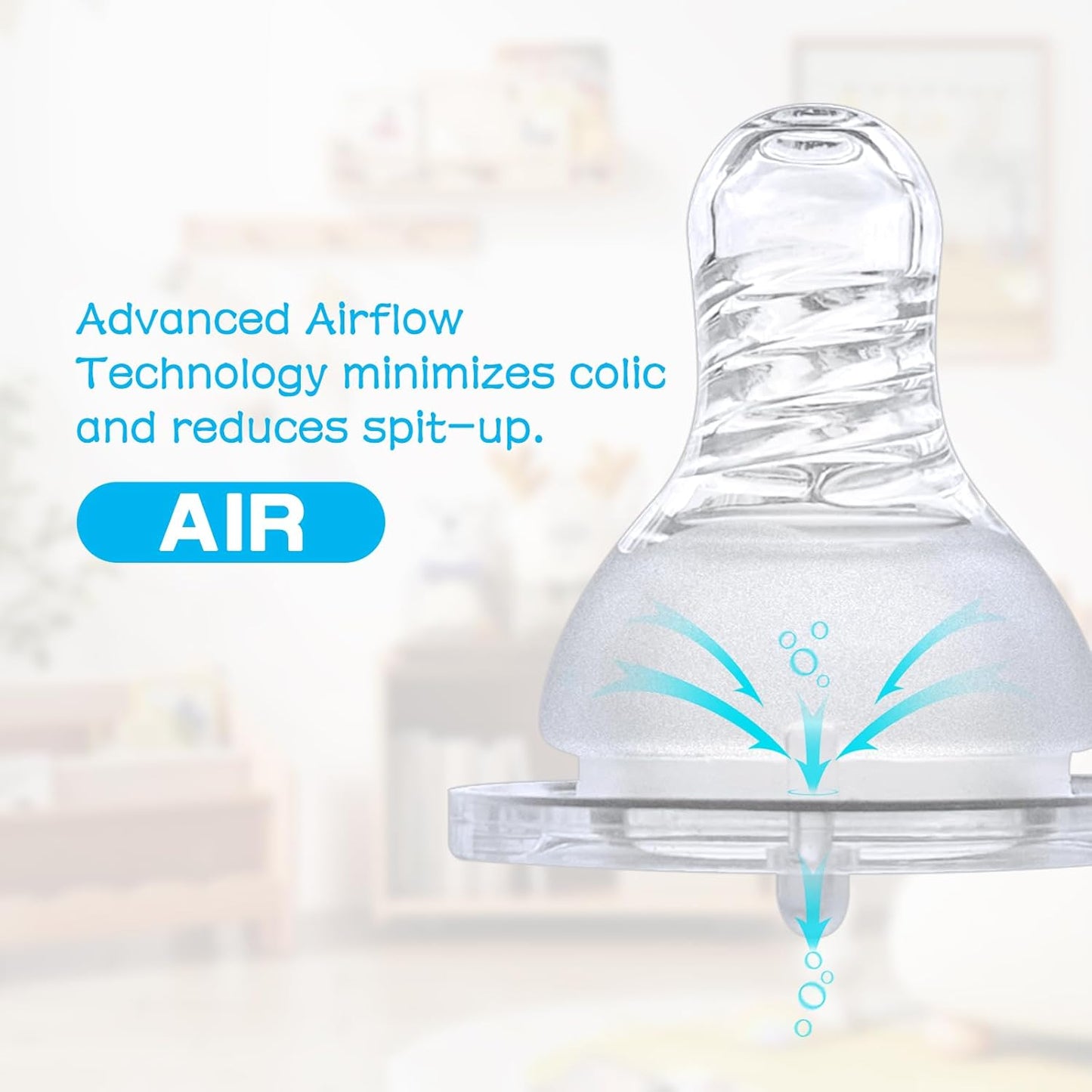 6-Count Silicone Bottle Nipples for Dr. Brown's Narrow Bottles and Evenflo Feeding Classic Standard Neck Bottles, Breast-Like, Anti-Colic Valve, Medium Flow, 3m+