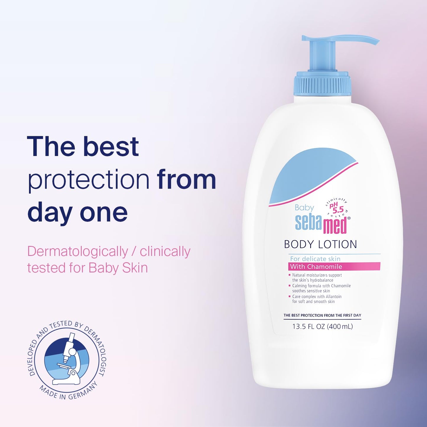 SEBAMED Baby Lotion pH 5.5 Ultra Mild Hydration Dermatologist Recommended Non-Greasy Moisturizer for Delicate Skin 13.5 Fluid Ounces (400 Milliliters)