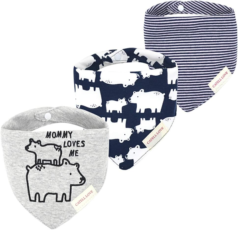 JN&LULU 3 Pack Newborn Baby Bibs Bandana Drool Bibs for Drooling Cotton Baby Gifts