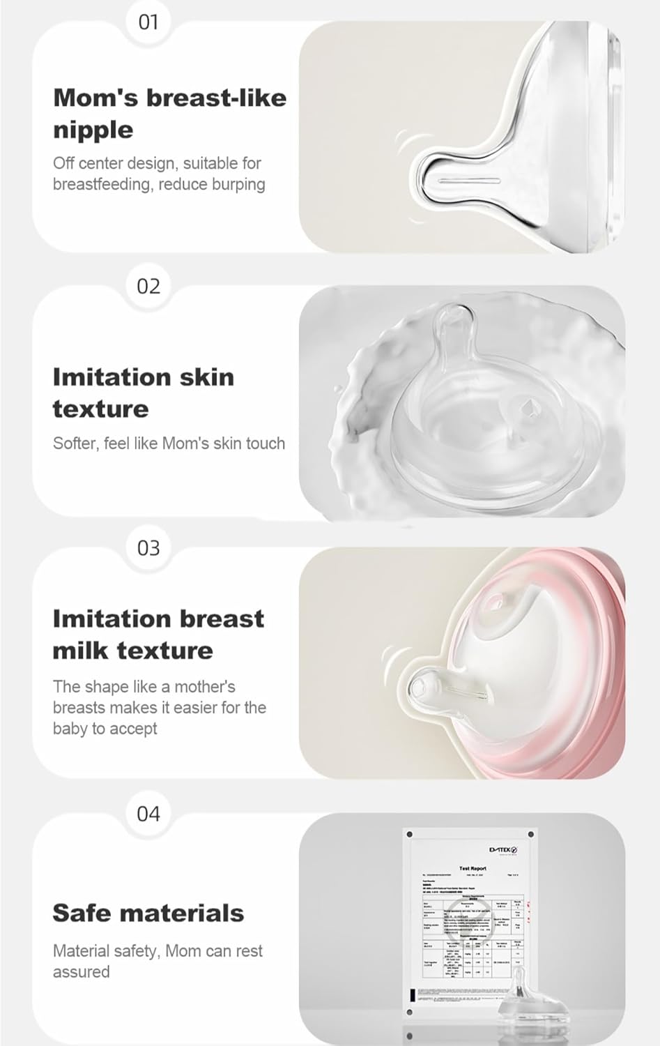 Baby Bottle Nipple, Off- Centered Nipples,100% Silicone,Replacement Baby Bottle Nipple for Babies, Newborn,Preemie 0-3 0-6 6-12 12+ Months 2 Pack (S(0-3 Month))