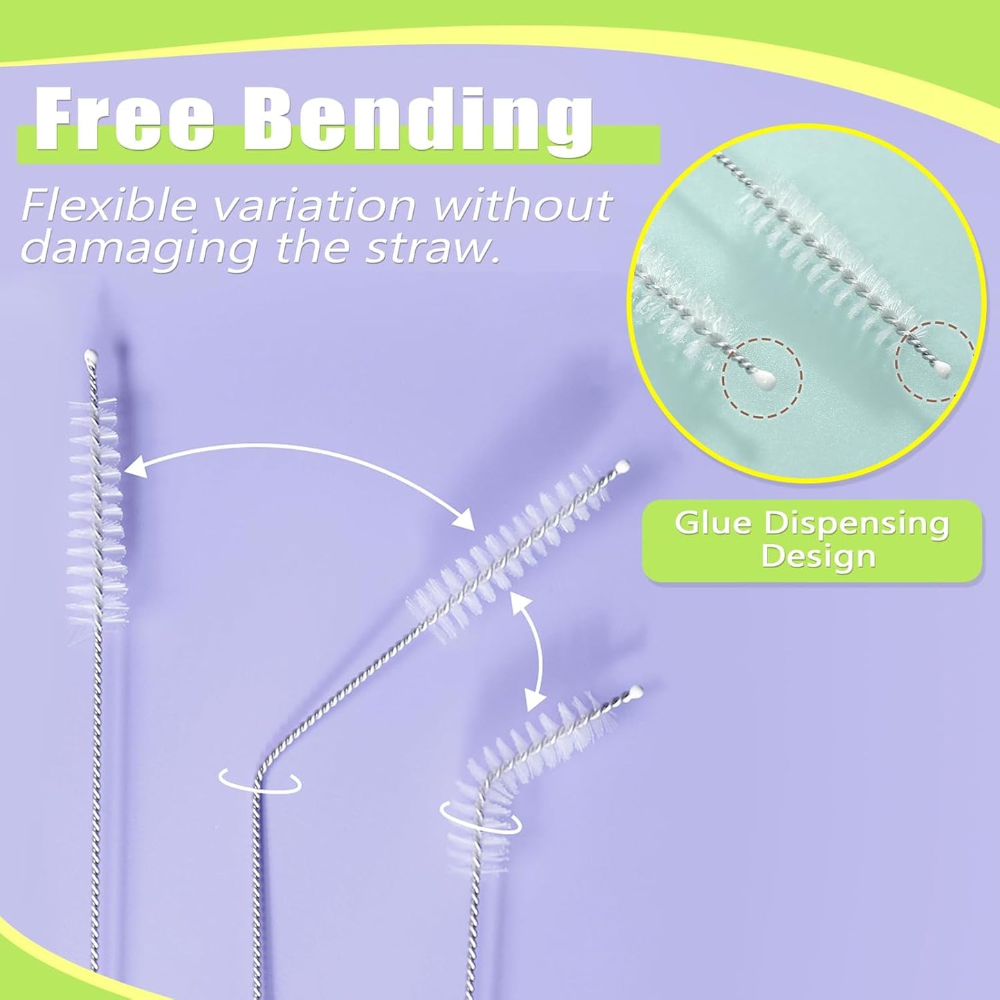 INVODA Nipple Brush 4PCS Sponge Bottle Brushes with 4 PCS Straw Brush Baby Bottle Nipple Cleaner Brush Long Handle Detachable Nipple Brushes (Yellow)
