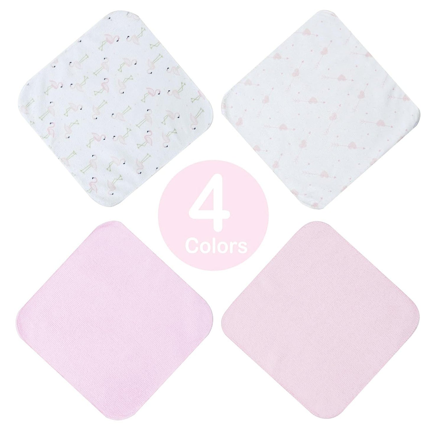 softan Baby Washcloths, 24Pack Baby Wash Cloths Extra Soft & Ultra Absorbent, Baby Towels and Washcloths Face Towel Unisex for Boys Girls Body, Washclothes Gentle on Sensitive Skin, 9x9 Flamingos
