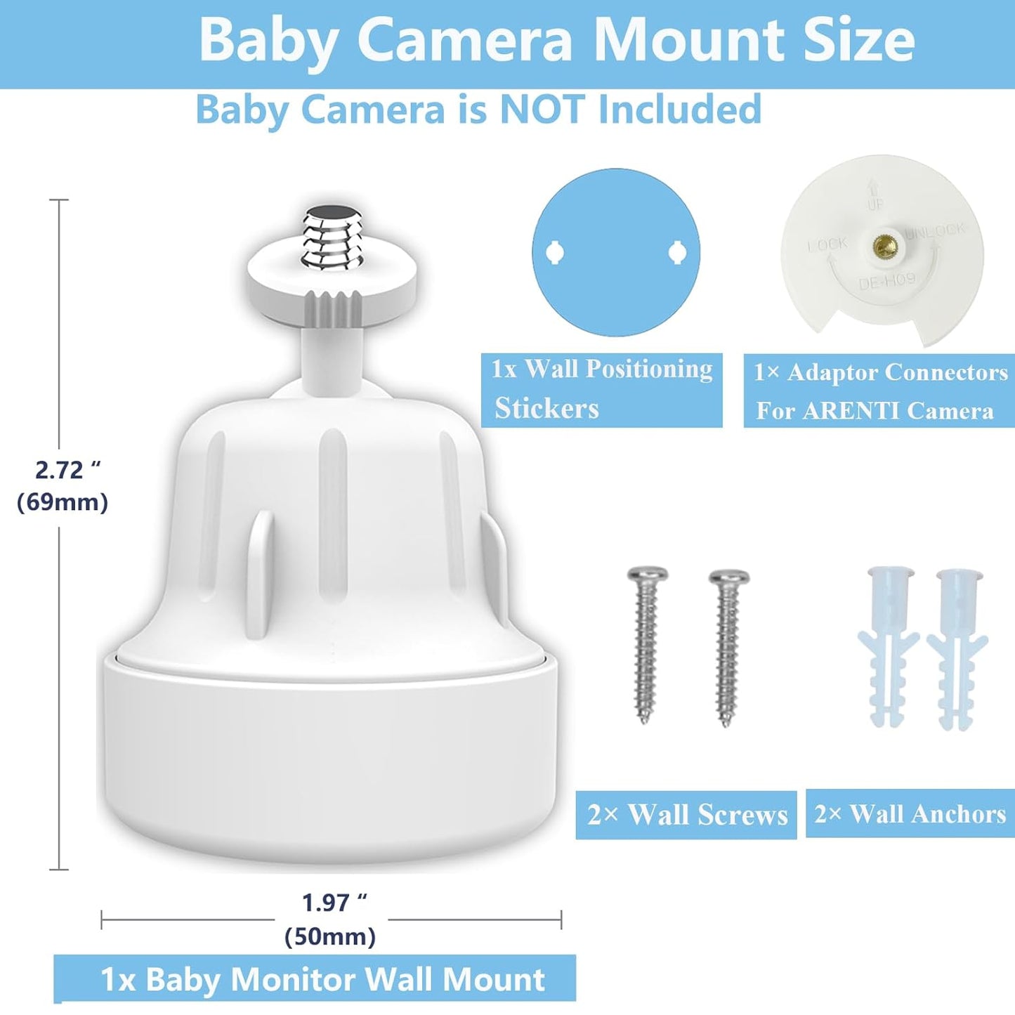 Baby Monitor Mount Stand Compatible with ARENTI 2K Alnanny A4 Baby Camera with 1/4" Threaded Hole,Flexible Adjustable Baby Monitor Wall Mount Holder, Perfect View Angle and Easy to Install