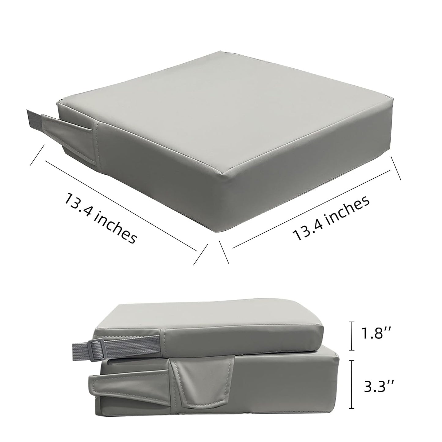 Booster Seat for Dining Table, PU Anti-Scratch Easy Cleaning Kids Toddler Booster Seat for Table, Portable Travel Increasing Cushion for Chair - Light Grey