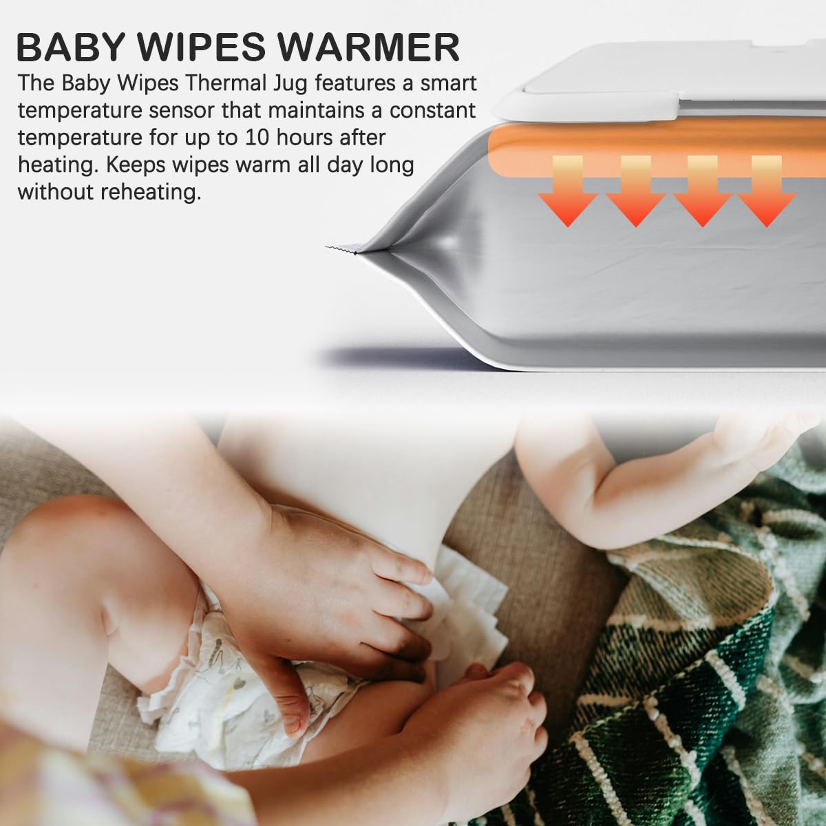 Baby Wipes Warmer Travel Wipes Warmer Portable Thermostat Reusable Wipes Heater for Home Car Travel (White)