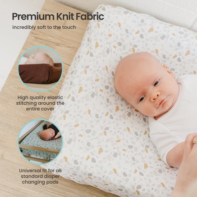 Copper Pearl Premium Knit Changing Pad Cover Soft, Stylish, and Universal Fit for All Standard Diaper Changing Pads, Trendy Design Changing Pad Covers, Lark