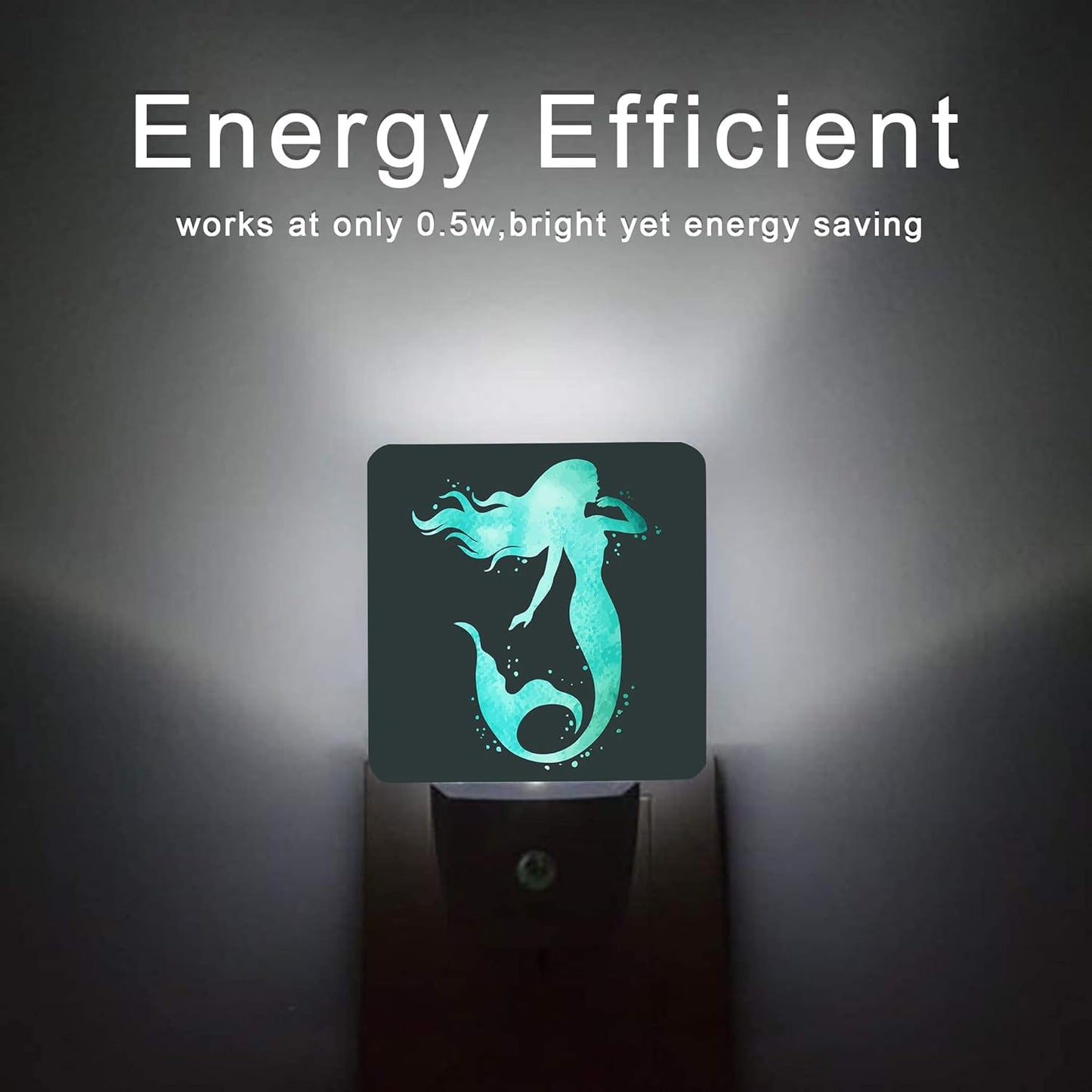 Summer Sea Fish Night Light,Green Mermaid Underwater Marine Night Lights Plug into Wall for Boys Girls, Led Lights Indoor Home Decor 0.5W Nightlight Sleep Friendly