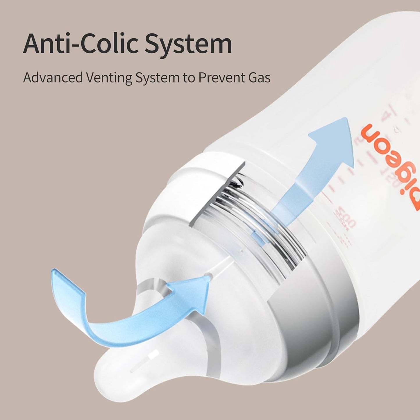 Pigeon PP Nursing Bottle Wide Neck, Anti-Colic, Streamlined Body, Natural Feel, Easy to Clean, 5.4 Oz (Pack of 4), Includes 4pcs SS Nipples (0m+)