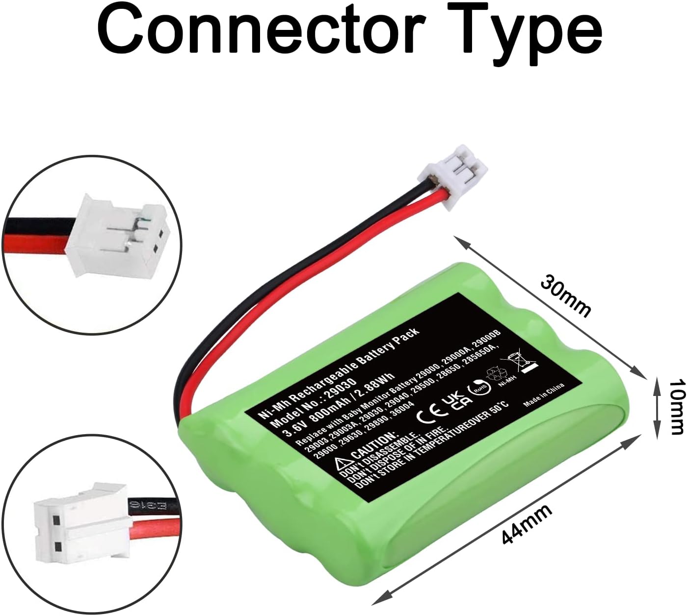 3.6V 800mAh 29030 Ni-MH Battery for Summer Infant Baby Monitor 29000,29000A.29000B 29003,29003A,29030,29040,29500 28650,285650A 29600,29630,29890,36004