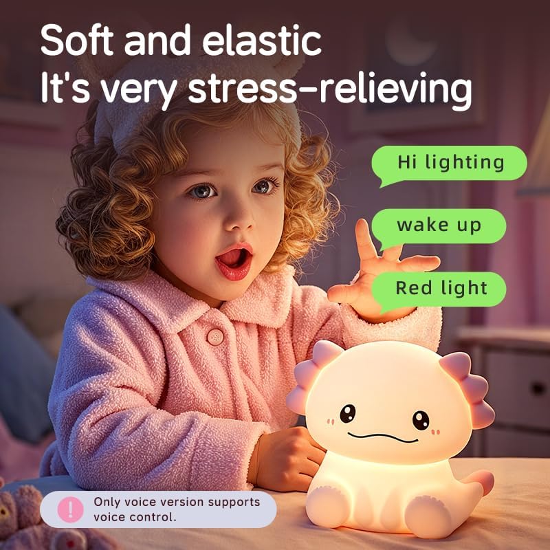 Axolotl Night Light for Adults Kids,Cute Axolotl lamp with 7 Colors Gifts Rechargeable Light Table Lamp Bedside Lamp,LED Animal Silicone Sleep Night Lamp Cute Room Decor Night Light for Girls Boys