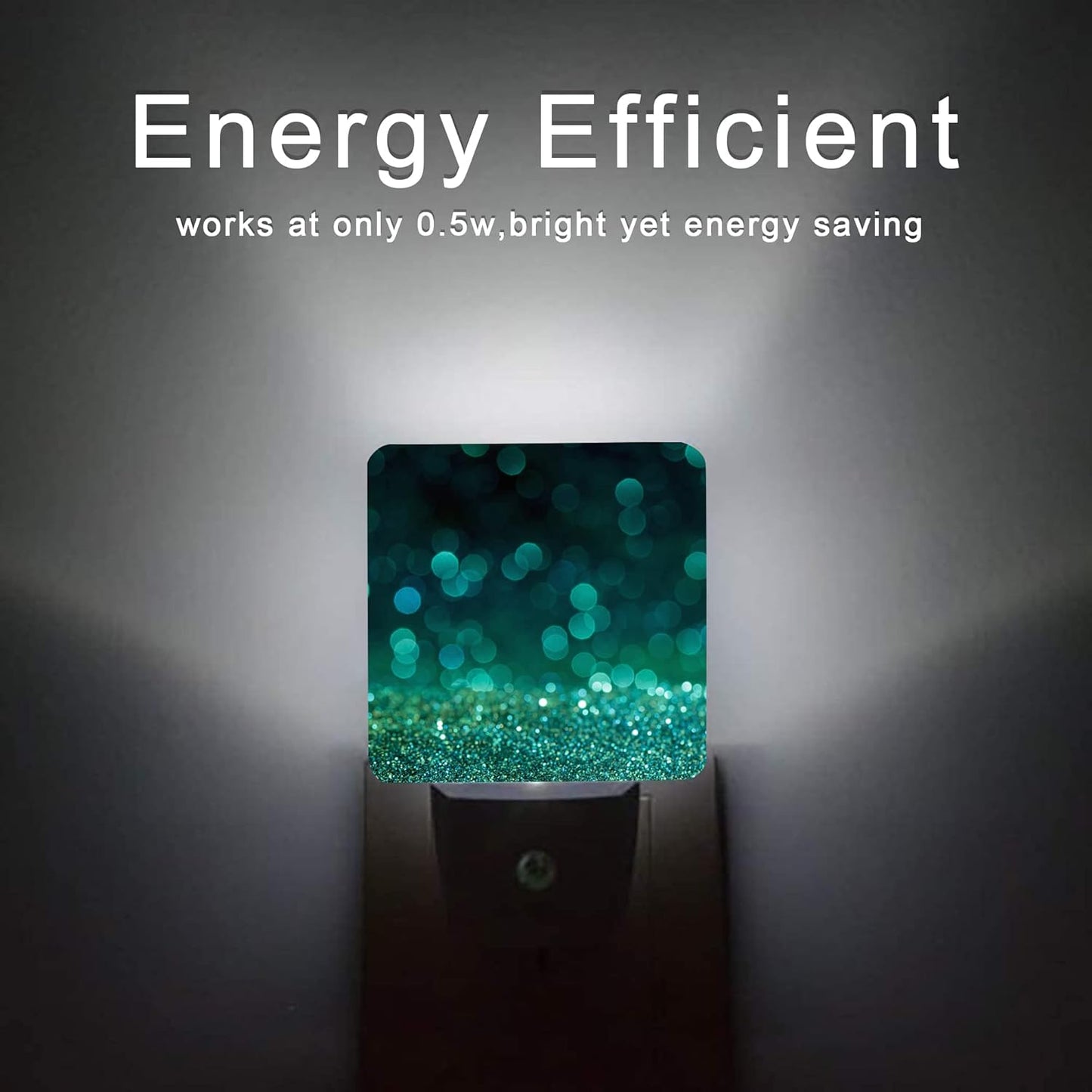 Green Glitter Night Light,Plug in Night Lights 0.5W Sleep Friendly for Boys Girls Led Night Light Dusk to Dawn Sensor Nightlight for Stairway/Hallway/Kitchen