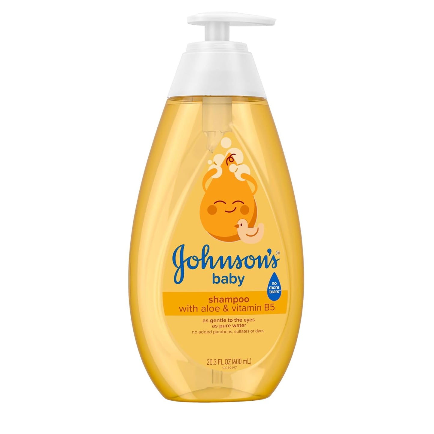 Johnson's Baby Shampoo with Aloe Vera & Vitamin B5, Tear Free, Newborn Essentials, No added Parabens & Sulfates, Hypoallergenic, 20.3 fl. oz