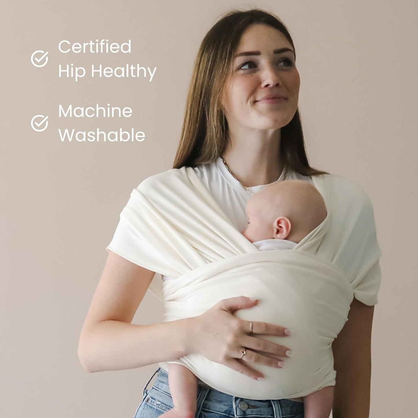 snuggle me Baby Wrap | Hands-Free Baby Wraps Carrier, Easy-Tie Baby Sling Carrier, Baby Carrier Wrap with Organic Cotton, Baby Wearing Wrap for Newborns from 0 to 18 Months (7-35 lbs) - Moss