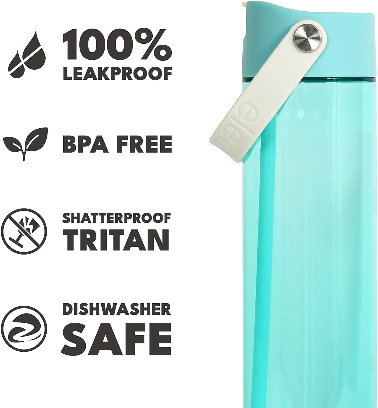 Elemental Splash Water Bottles - BPA-Free Tritan Plastic Reusable Water Bottle with Strap - Ideal for Gym and Sports Leak Proof when Spout is Closed - Blue Raspberry & Strawberry - 26oz (2 Pack)