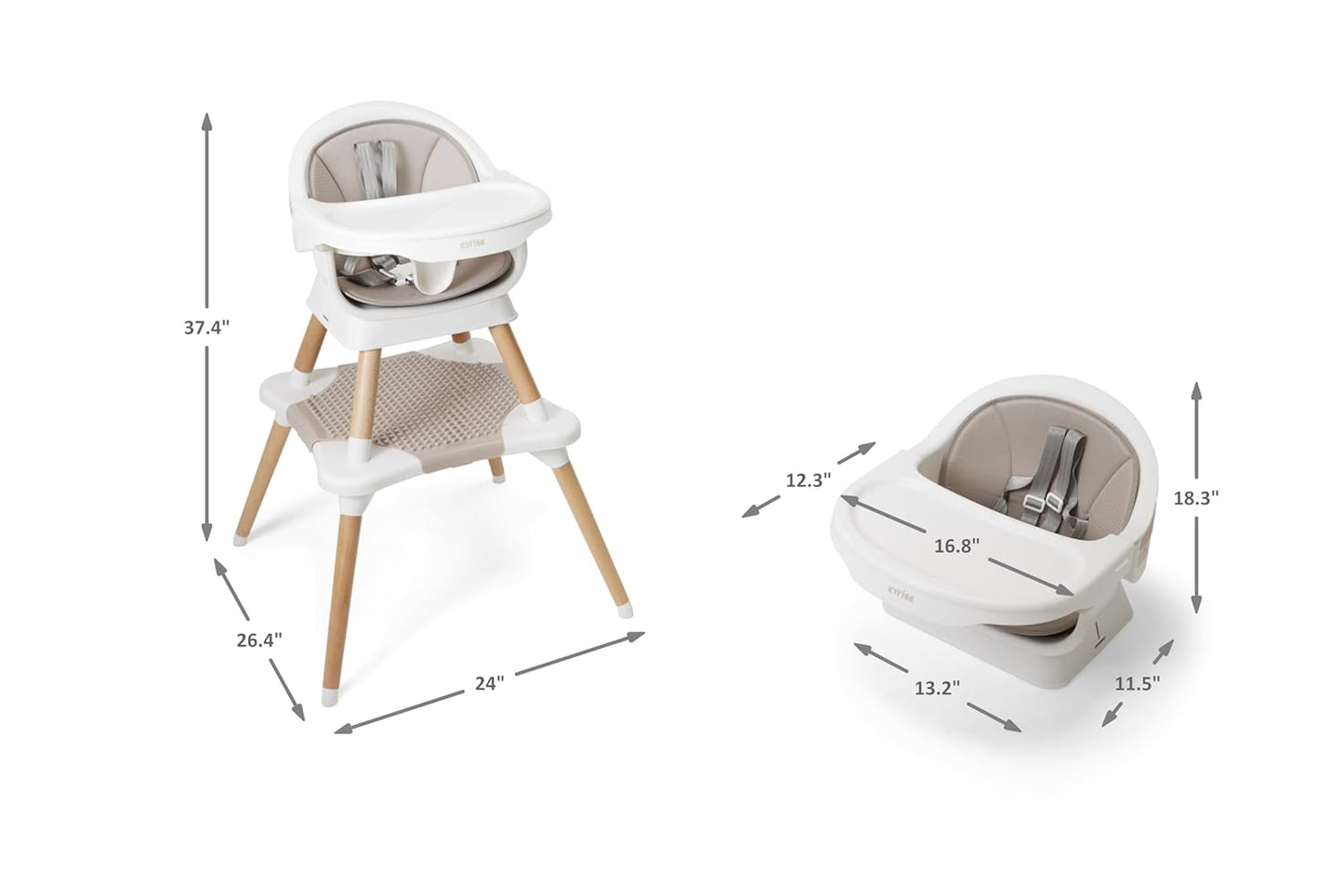 5-in-1 High Chair for Baby & Toddler - Convertible Baby Dining Seat - Portable Floor/Booster Seat - Adjustable Tray w. Cover - 5-Point Harness - Building Block Table & Chair - Stool (White)