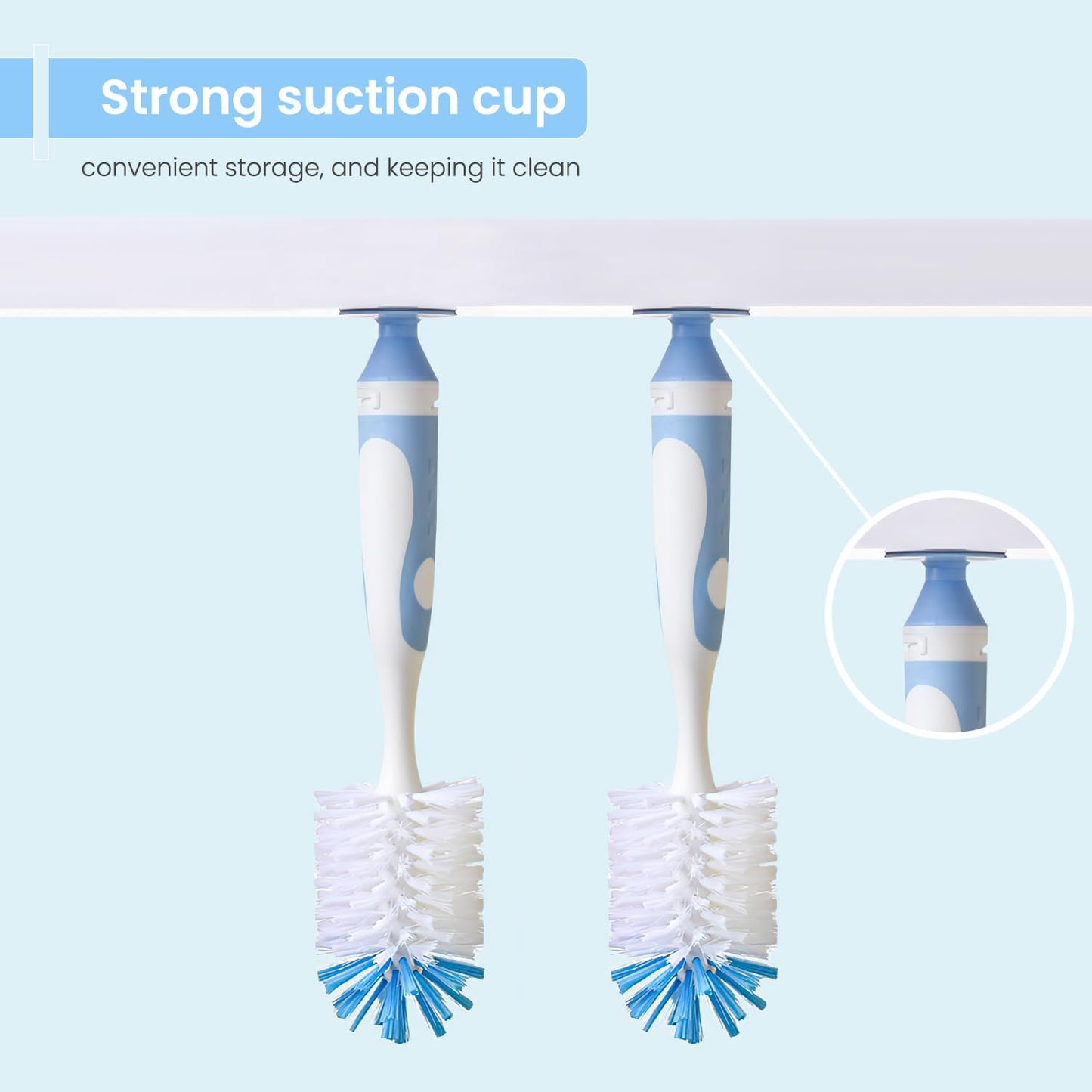 4-in-1 Baby Bottle Brush Set, Bottle Brush for Baby, Bottle Cleaner Brush Set, Including Nylon Bottle Brush, Bottle Cap Brush, Straw Brush, Nipple Brush, BPA-Free (Blue)