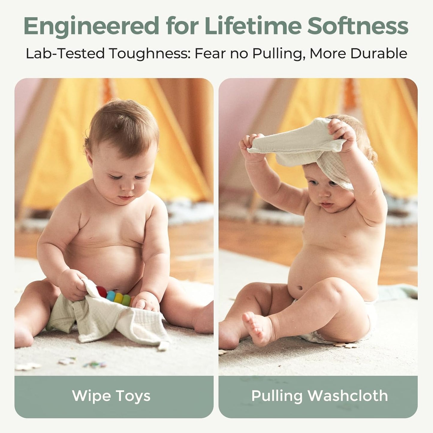 Momcozy Baby Washcloths - 4 Layer Design| Medium Thickness| Soft & Absorbent| Premium Cotton for Newborns' Skin-Great for Bathing, Wiping & on-the-go Use, Shower Gift and Essential(5 Pack, 10x10 inch)