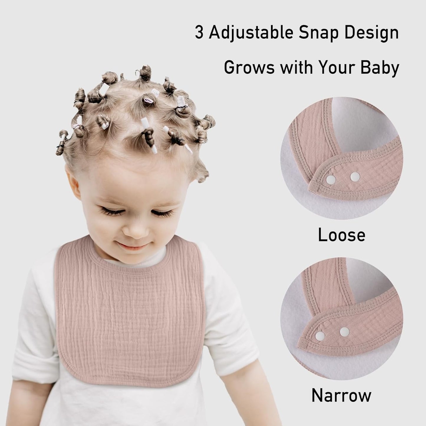 Muslin Baby Drool Bibs for Unisex Boys Girls, 10 Pack Soft Cotton Baby Bib for Teething Drooling, Essentials Shower Gift (10, Light Pink)