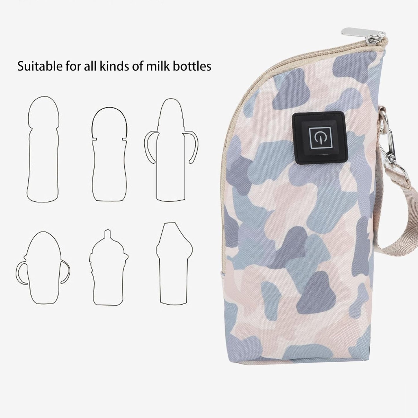 Portable Travel Baby Bottle Warmer, USB Milk Warmer Bag with 3 Temperature Settings, Constant Temperature Heat Keeper, Fits Most Bottles, for Home, Car, Hiking, Shopping