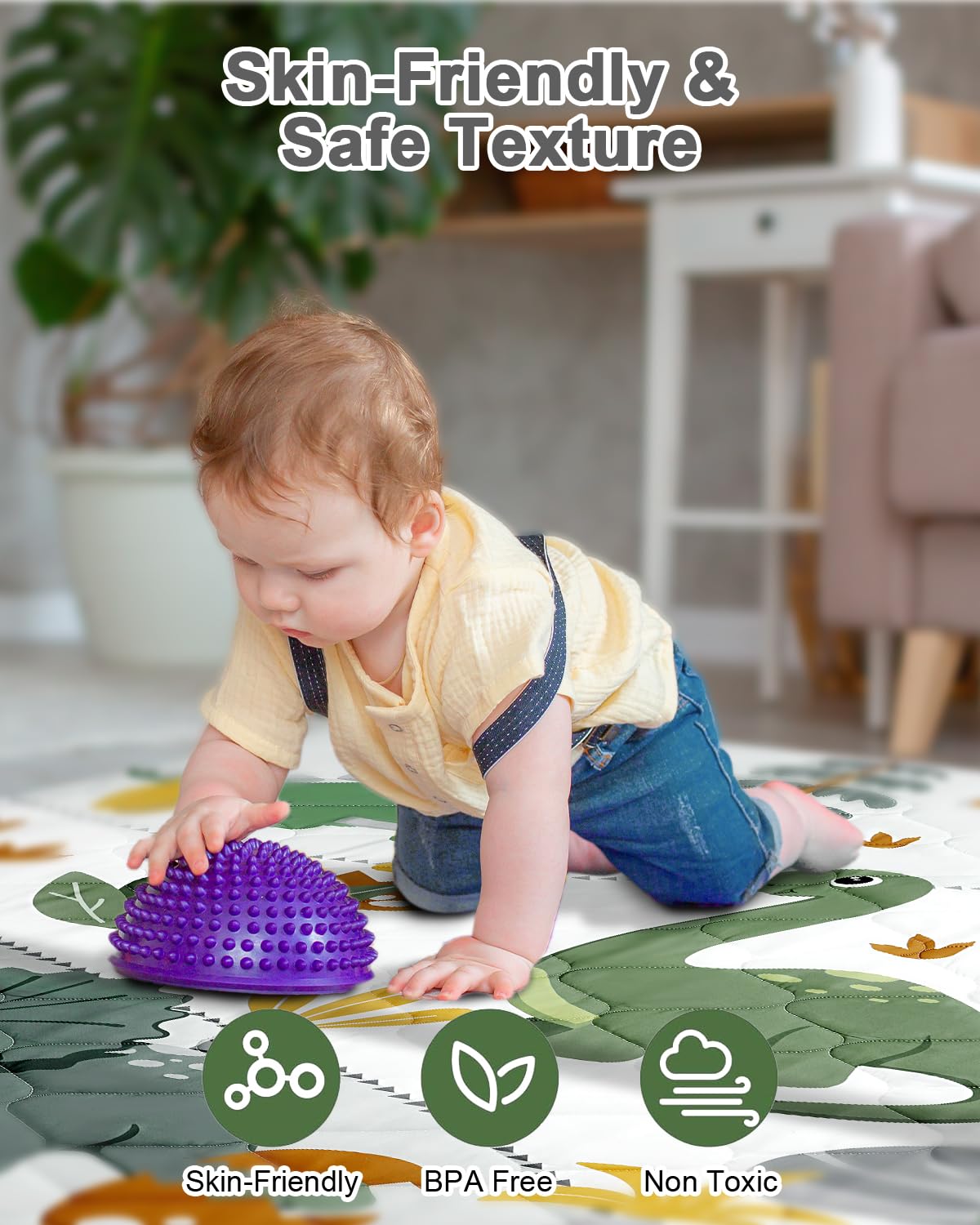 Premium Foam Baby Play Mat 74x50 – Removable & Machine Washable Cover, Extra Thick Padding Playpen Mat, Non-Slip Crawling Mat, Easy to Clean for Infants, Toddlers & Babies
