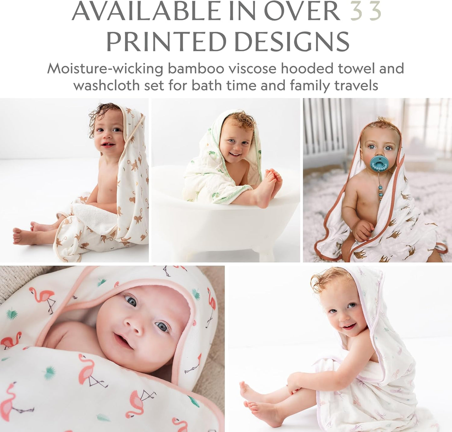 Bamboo Viscose Baby Hooded Towel & Washcloth Set for Babies and Toddlers, Soft & Absorbent, 70% Viscose from Bamboo, 30% Cotton Muslin - Imported (Fish)