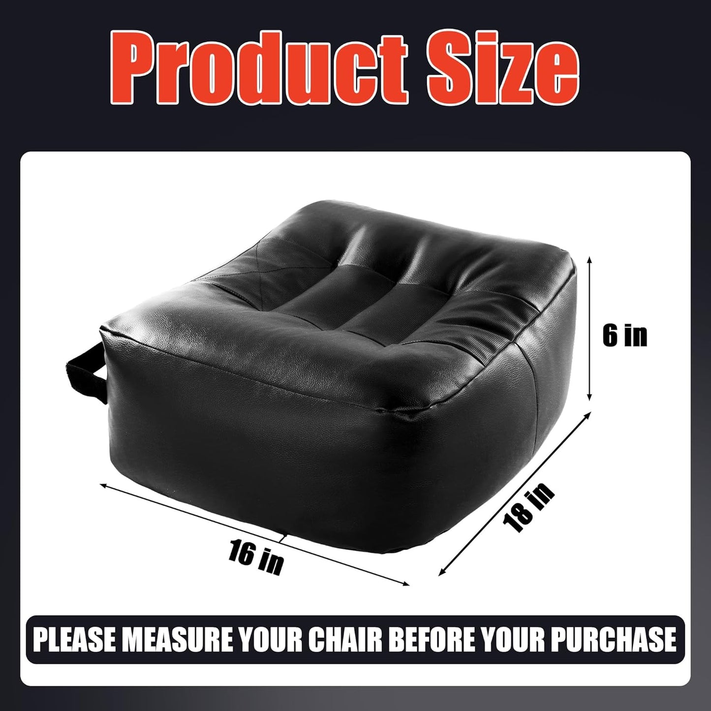 HOMBYS Extra Thick Chair Cushions for Office,6 in Breathable Adult Booster Seat for Car,Waterproof Car Seat Cushion to Raise Seat Height,PU Leather Desk Chair Cushion for Long Sitting