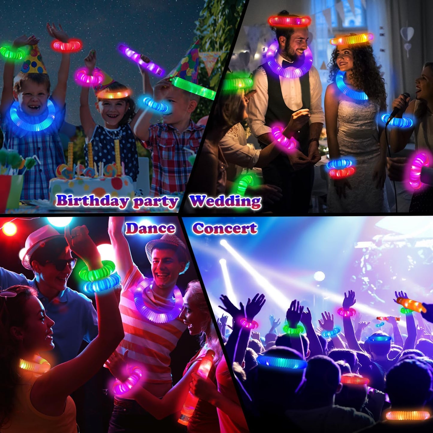 Glow Sticks Bulk Party Favor Supplies for Kids 48 Pcs,Glow in Dark Bracelet Necklace Accessories for Birthday Wedding Camping Parade Throw,Christmas Handouts Giveaways Prizes for Toddler Boys Girls