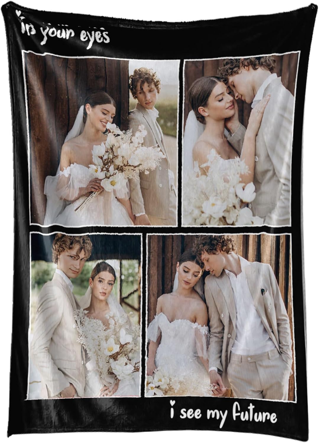 Custom Blanket with Photos Personalized Blankets Customizable Picture Blankets for Valentines Day Gifts Birthday for Her Him Girlfriend Boyfriend Wife, 50 * 60in