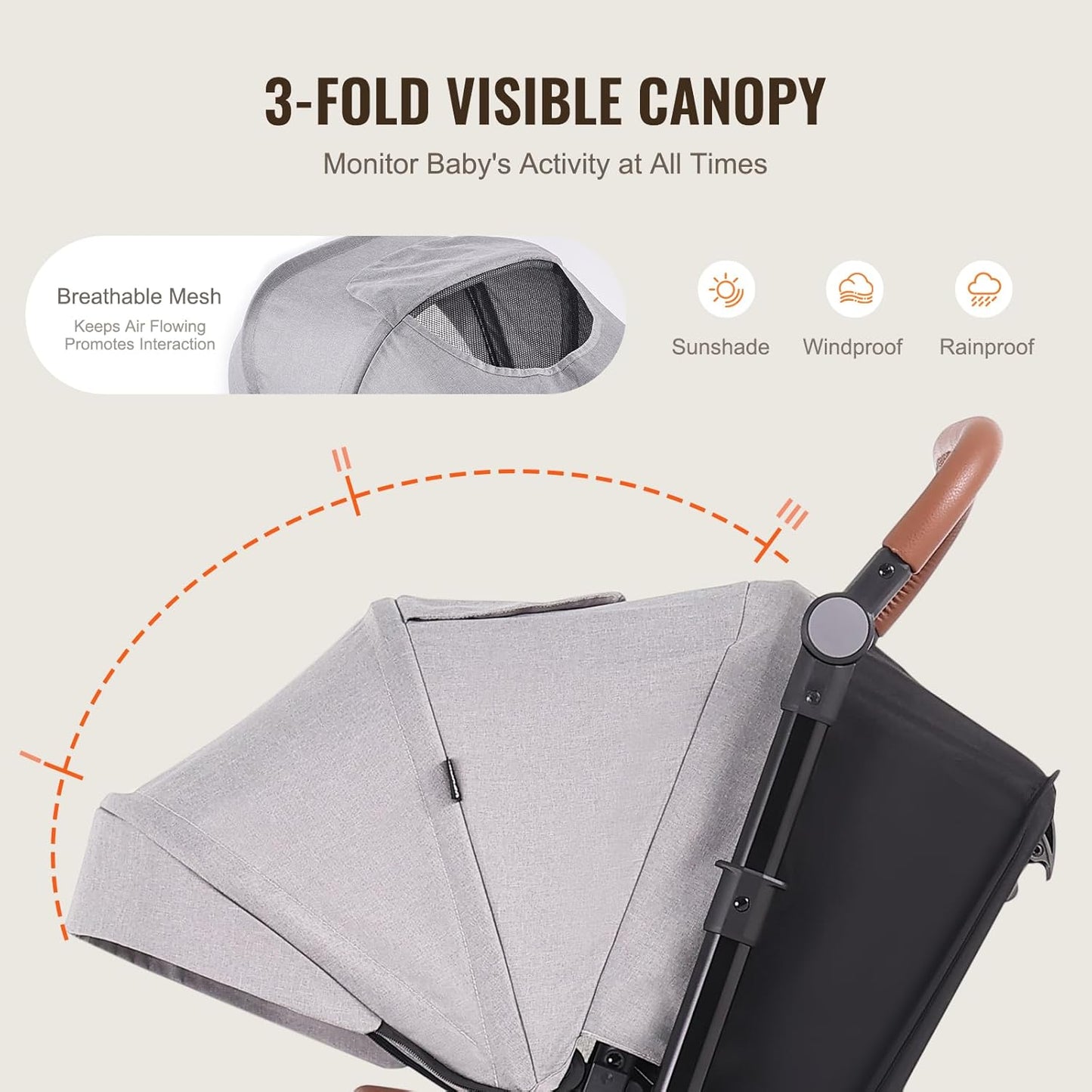 VEVOR 2-in-1 Baby Stroller with Infant Bassinet, Reversible Seat & Easy One-Button Fold, Aluminum Frame, EVA Tires with Brake, Lightweight Travel System Combo (Light Gray)