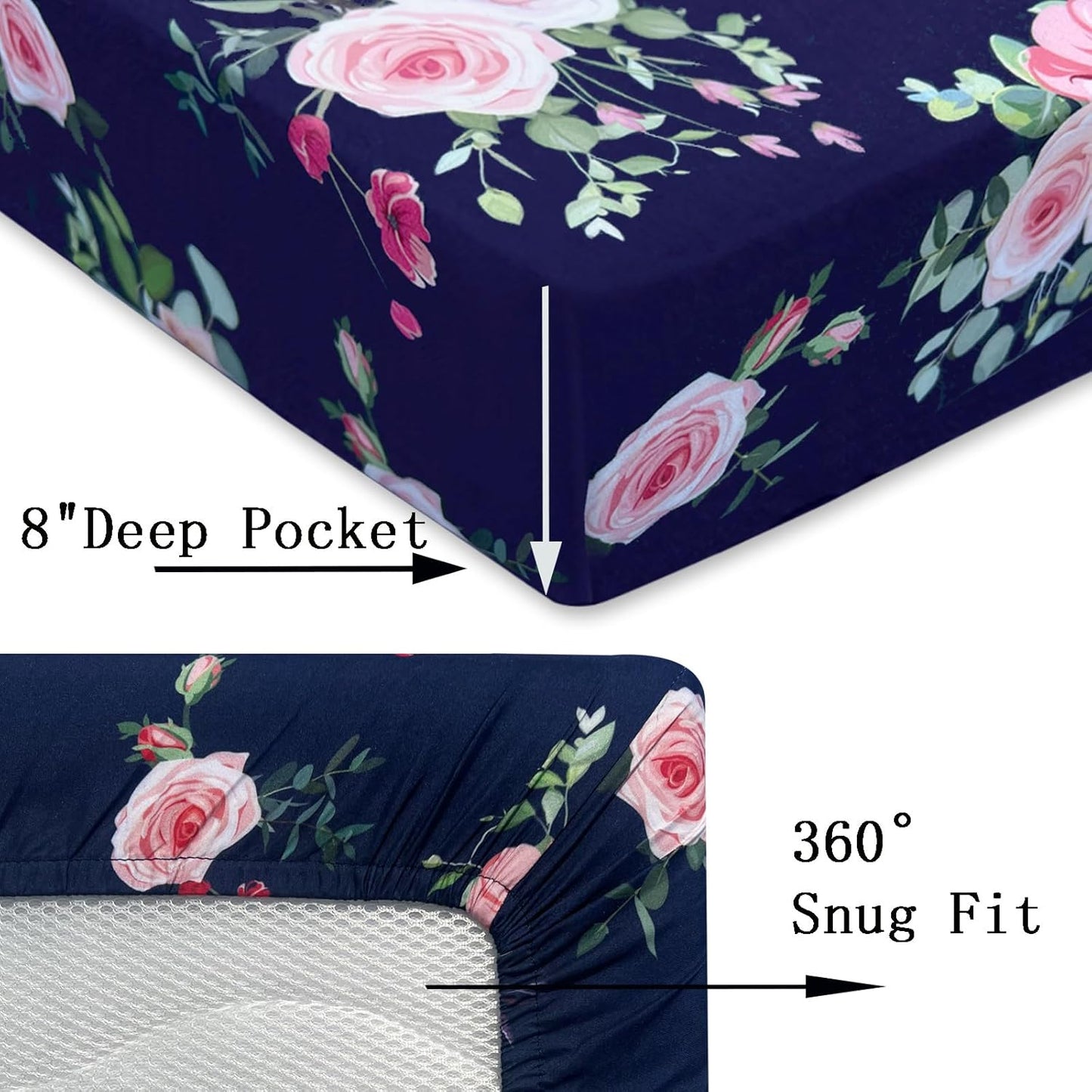 AMROSE 3 Pack Heavenly Soft Crib Sheets for Baby Girls, 28'' X 52'' Fitted Sheets for Crib and Toddler Mattress Pad, Silk Touch Gentle Breathable Microfiber, Floral & Butterfly
