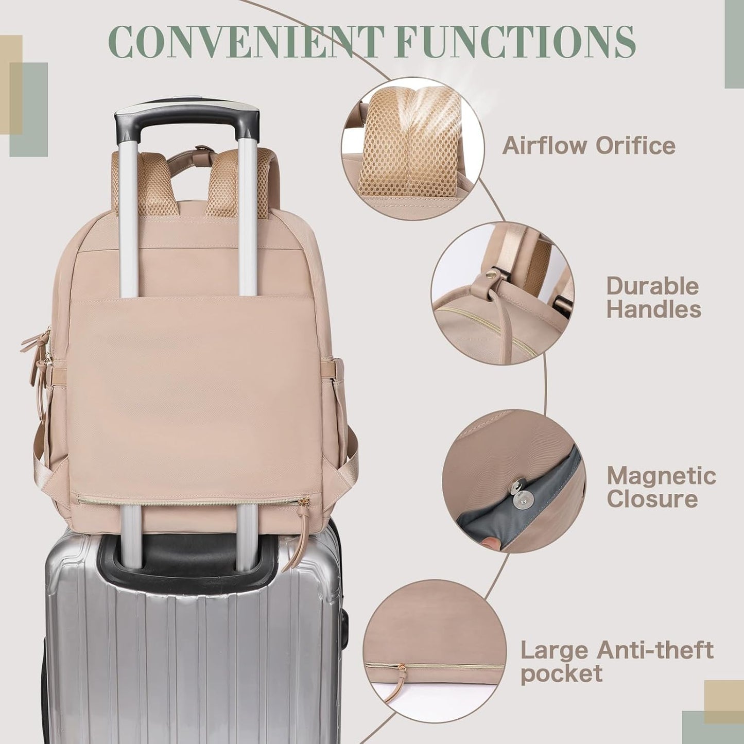 Diaper Bag Backpack, Baby Diaper Bag with 18 Pockets, Large Baby Bag Backpack for Girl Boy, Waterproof Diaper Bag with Changing Pad,Wet Dry Bag, Khaki