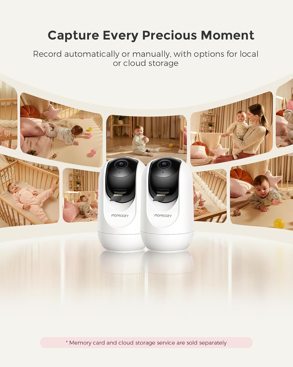 Momcozy BM04 Smart WiFi Baby Monitor with 2 Cameras, 5'' 1080P Split Screen Video Baby Monitor with Camera and Audio, Clear Night Vision, 5000mAh Battery, 2-Way Audio