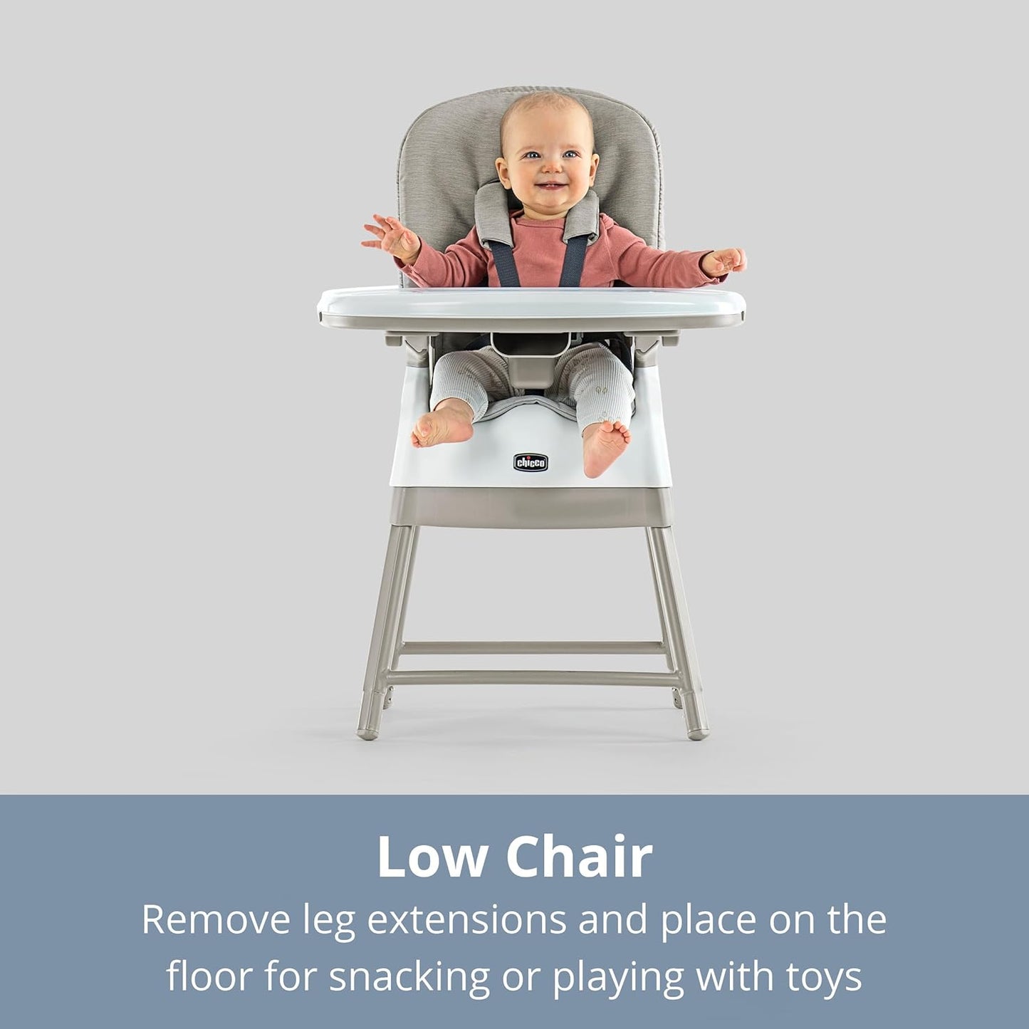 Chicco Stack® Hi-Lo 6-in-1 Multi-Use Convertible High Chair, Reclining High Chair for Babies and Toddlers Easy-Clean Baby Booster Toddler Seat Combo | Sand/Beige