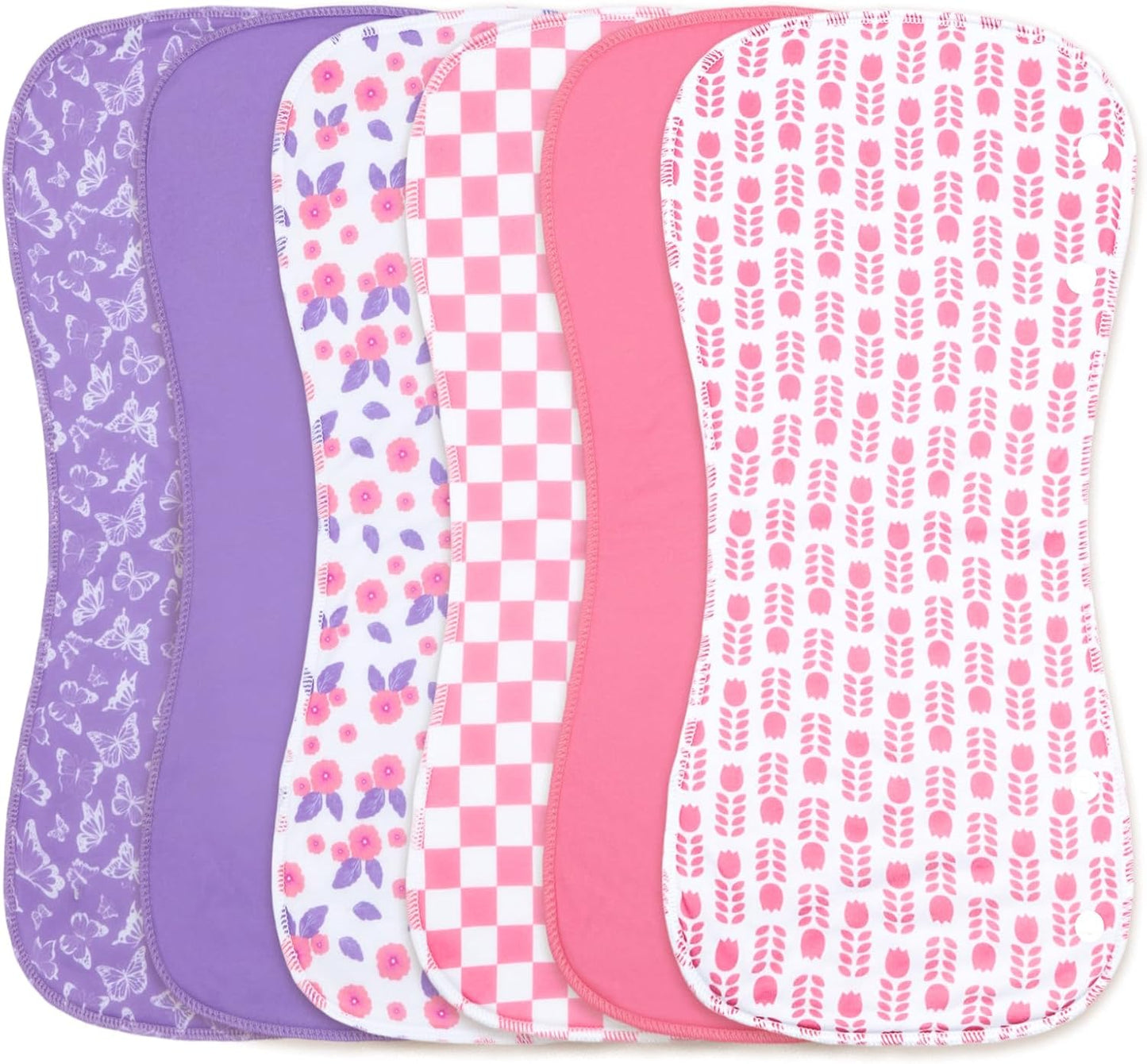 Baby Burp Cloths &Baby B.ibs 2-in-1 Design 3 Layers Thicken Cotton Absorbent and Soft Spit Up Burping Rags Set for Newborn (Multicolor-02)