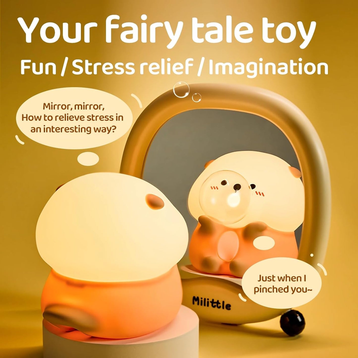 Bubble Blowing Otter Night Light, 3-Level Dimmable USB Rechargeable Lamp with Timer, Soothing Animal Toy for Nursery Bedroom Dorm Decor, Gift for Boys Girls Teens Adults