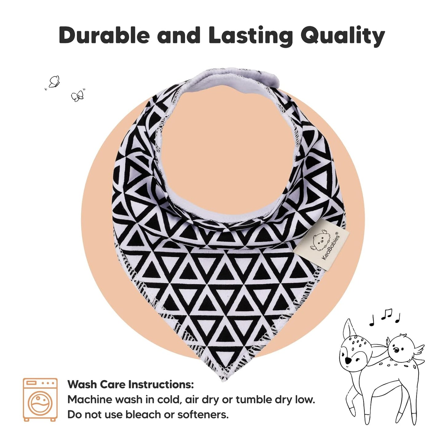 KeaBabies 10-Pack Organic Baby Bandana Bibs for Girls - Super Absorbent Triangle Baby Bibs for Drooling and Teething Infant, 100% Cotton Extra Soft for Newborn, Infant 0-36 Months (MONOS)