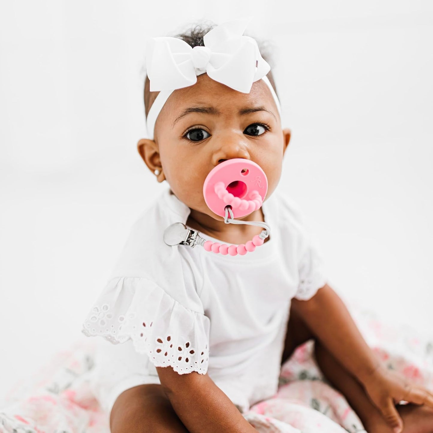 Ryan & Rose Cutie PAT All-in-One Pacifier and Teether Massaging Teething Ring and Hideaway Binky for Growing Babies (Bliss (3 Pack), Stage 1)