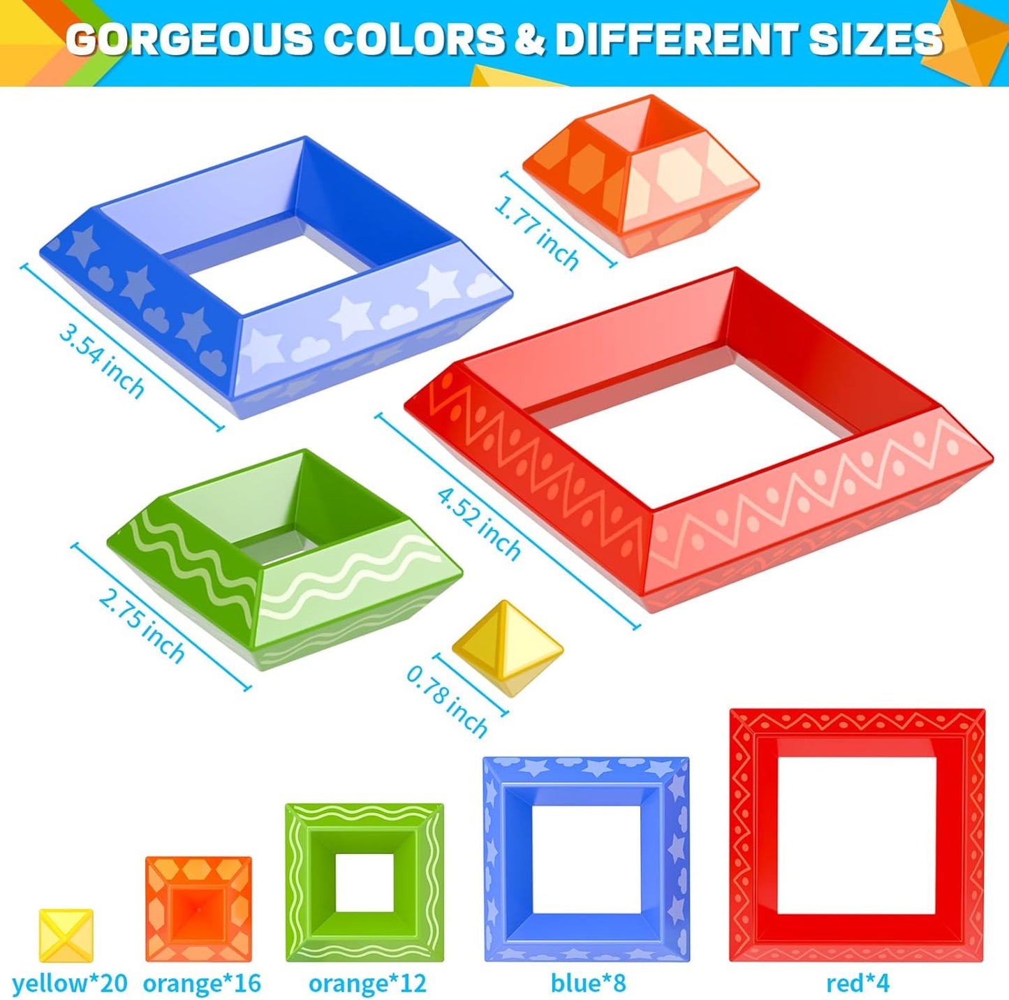 Doloowee Montessori Toys for Toddler1-3 3-5,60 PCS Stacking Building Toys Blocks Preschool Learning Activities Stem for Boys Girls Gifts Christmas Stocking Stuffers