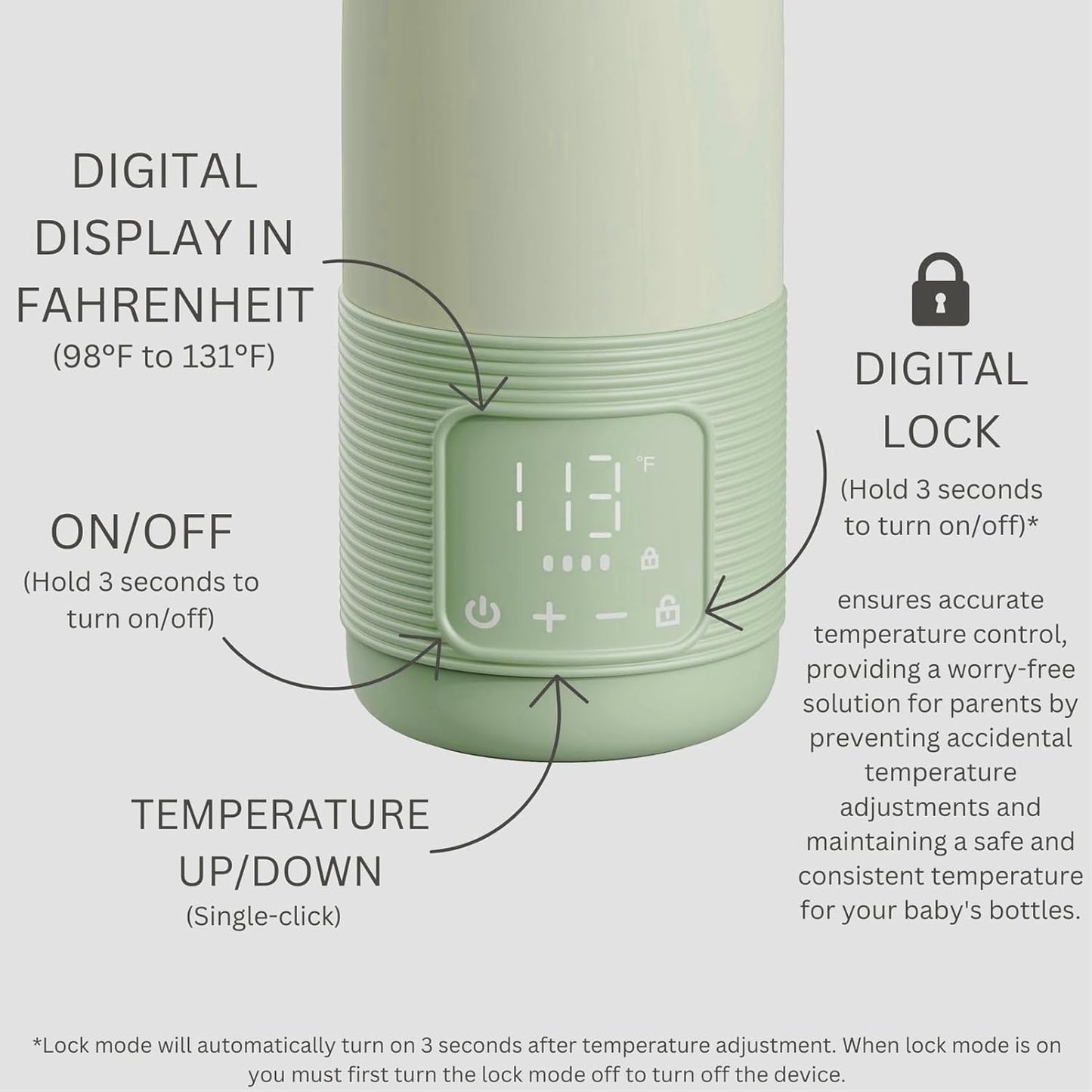 Portable Bottle Warmer, Digital Display Portable Milk Warmer for Breastmilk, Temperature Control, Automatic Lock, Rechargeable Water Warmer Travel Milk Warmer for Outdoor Parks