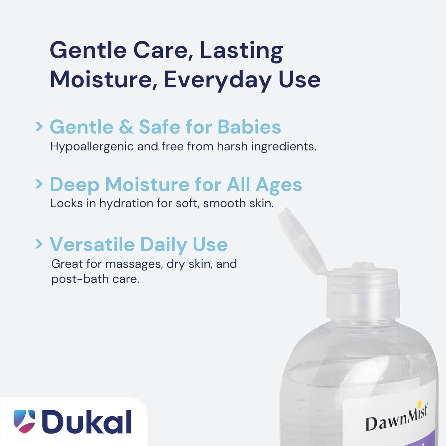 Dukal DawnMist Baby Oil with Dispensing Cap, 16 oz. Bottle (Pack of 12) – Hypoallergenic, Moisturizing Baby Skin Care, Gentle and Non-Irritating Formula