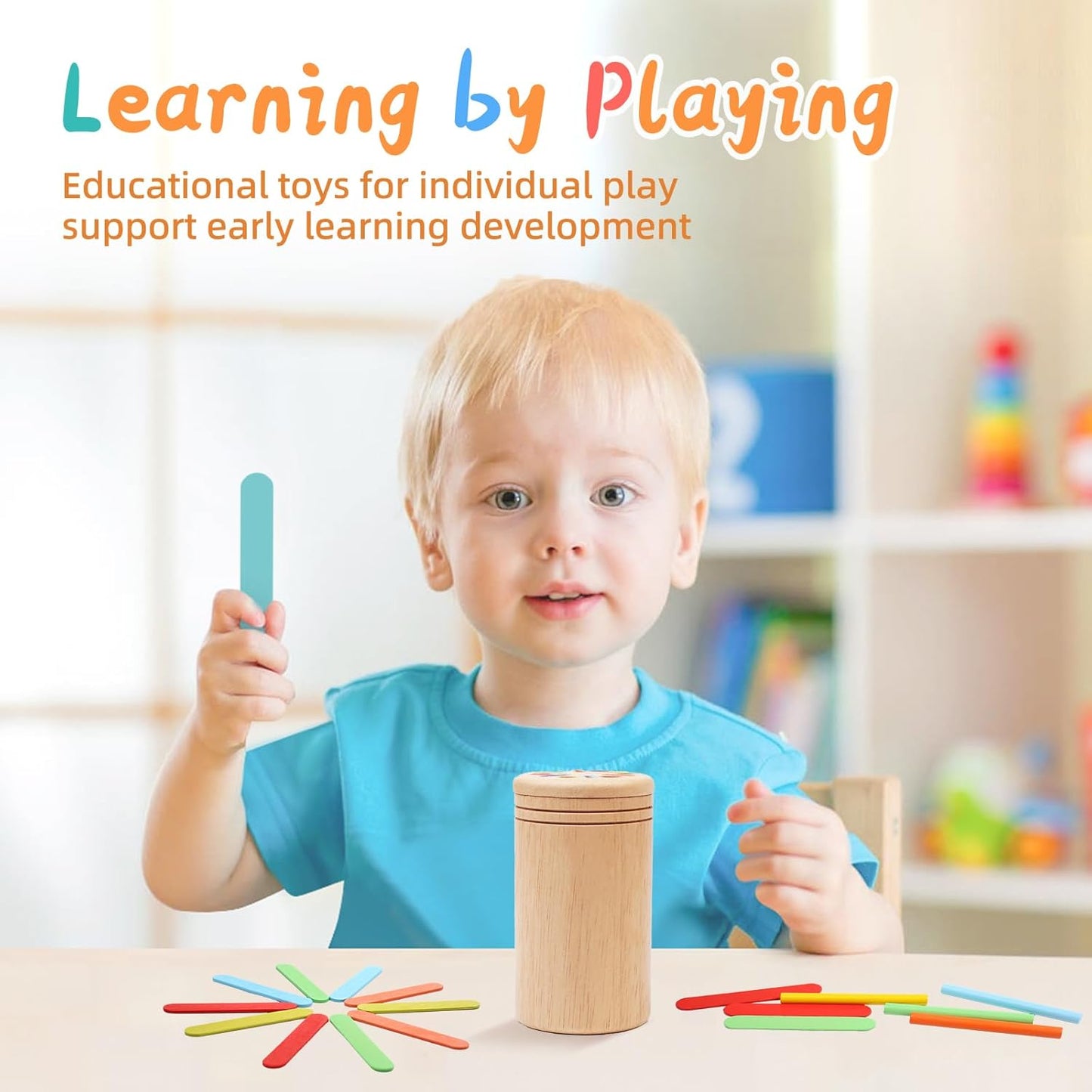 Montessori Wooden Color Sorting Toys for 18 Month Old,Preschool Learning Activities Educational Fine Motor Matching Game,Birthday Gifts for Boys Girls