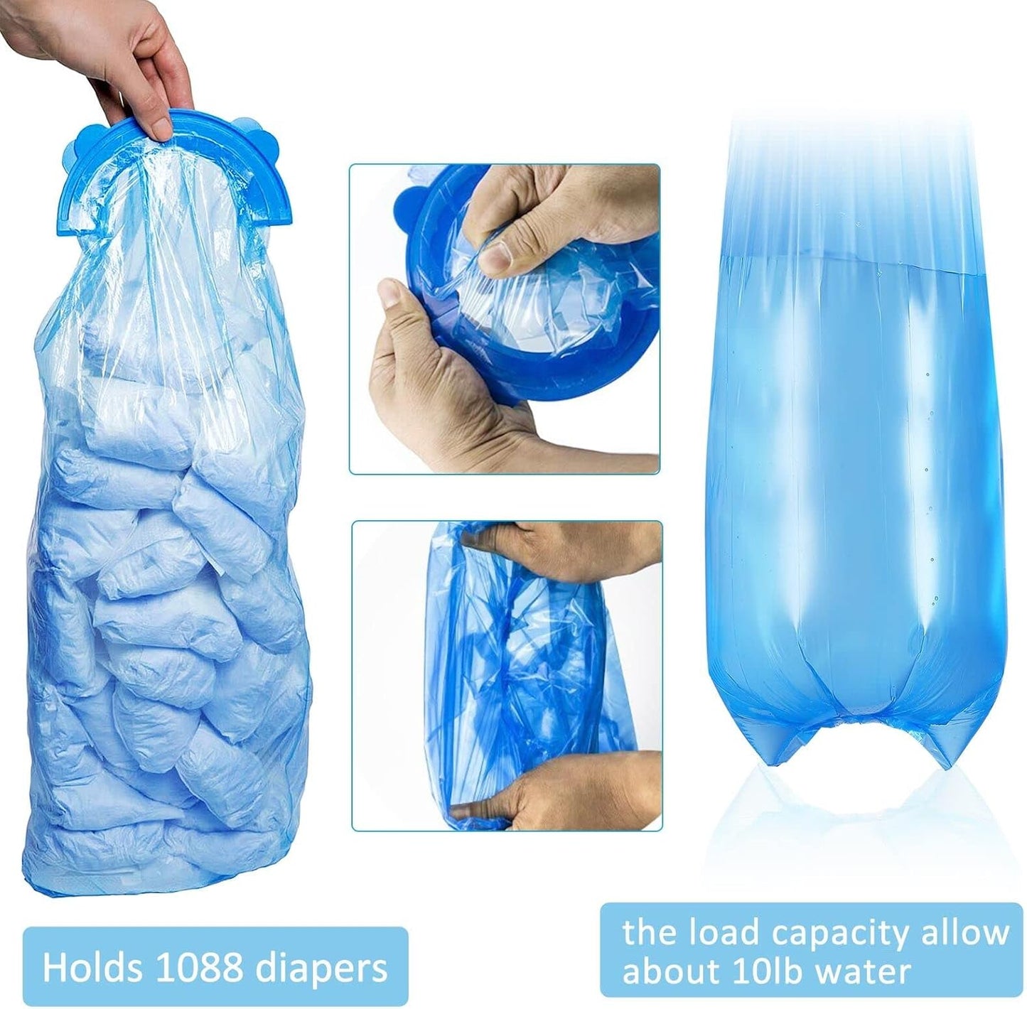 Diaper Pail Refill Bags 34 Bags 1088 Counts Compatible with Arm&Hammer Disposal System, 100% Lock Odor, Seal and Toss Diaper Pail Refills