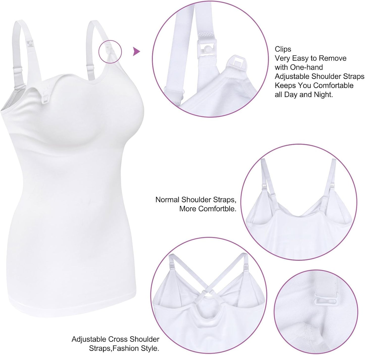 Womens Nursing Tank Tops Cami for Breastfeeding Maternity Postpartum Tops Adjustable Straps