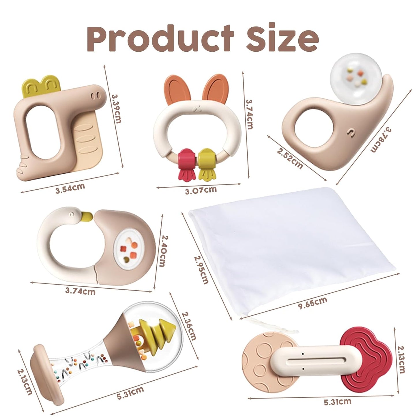 6 Pieces - Teething Toys for 0-6 Months, Rattle Newborn Toys With Bells, Grab Shaker, Teethers 0-3-6-12 Months, Baby Rattles 0-3 Months Gifts for Boys & Girls