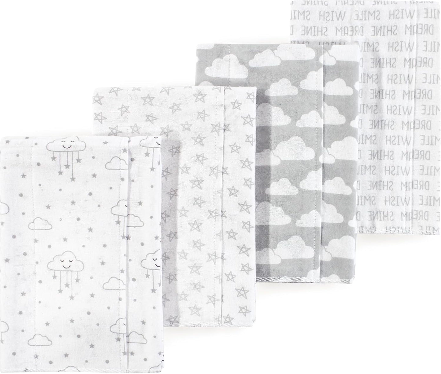 Luvable Friends Hudson Baby Flannel Burp Cloths 4pk, Misty Gray Cloud