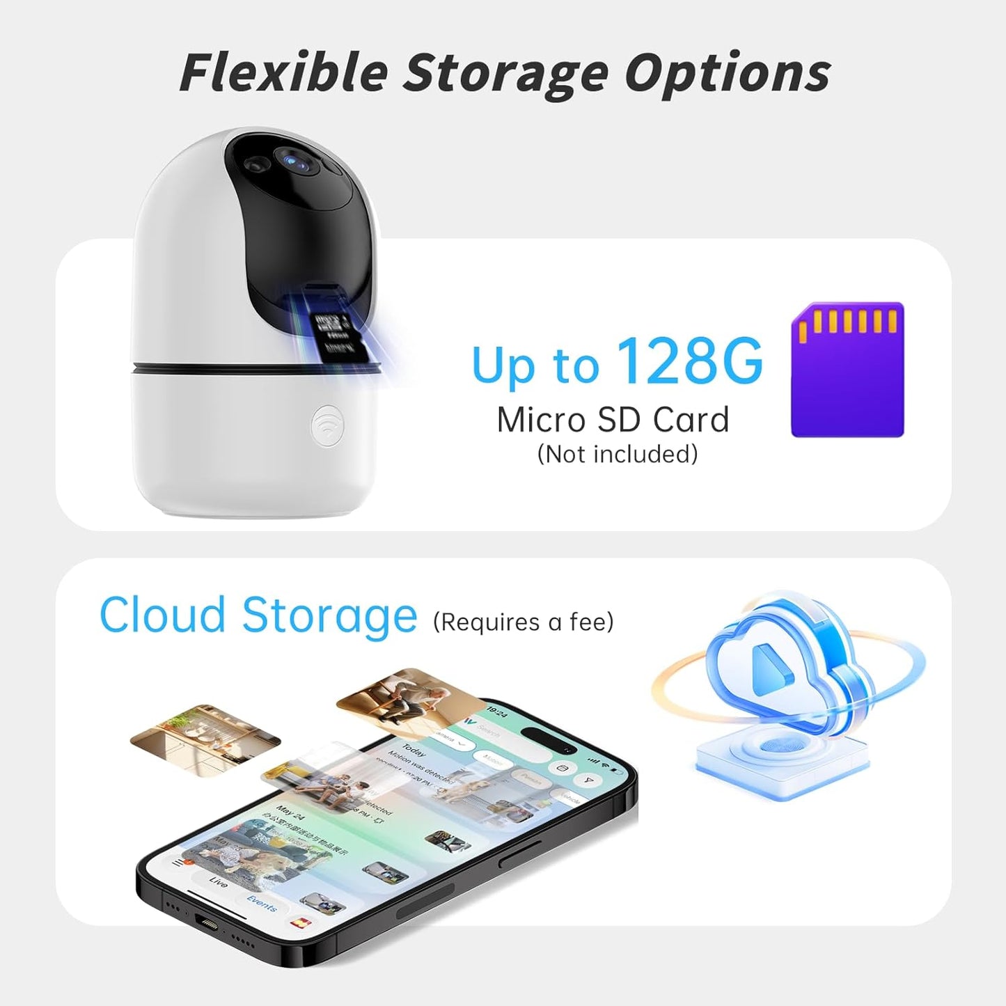 Indoor Camera 5G&2.4G WiFi Cameras for Home Security Instant 911 Alert, 360° Pan/Tilt Baby Monitor/Dog/Pet Camera AI Motion Detection Night Vision, Speaker, US Cloud Storage (1-Pack)